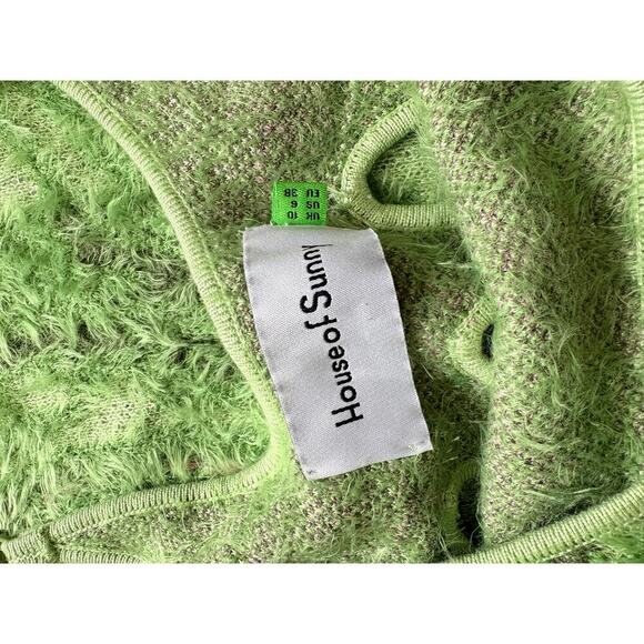 House Of Sunny Hot Springs Hockey Mini Knitted Dress in Grass Green Size 6 - Picture 14 of 14